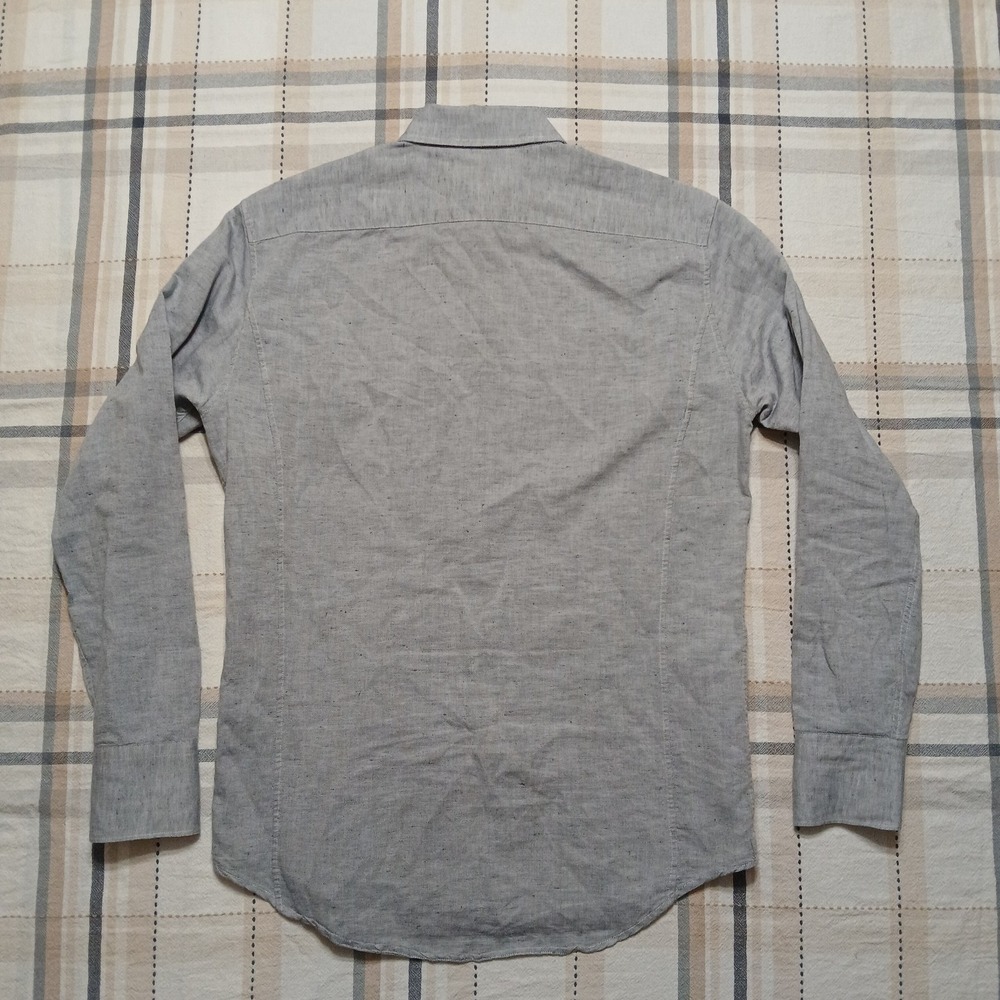rag&bone Gray Linen Blend Long Sleeve Button Shirt Fit 1 / 14.5" Portugal Made - Picture 7 of 12